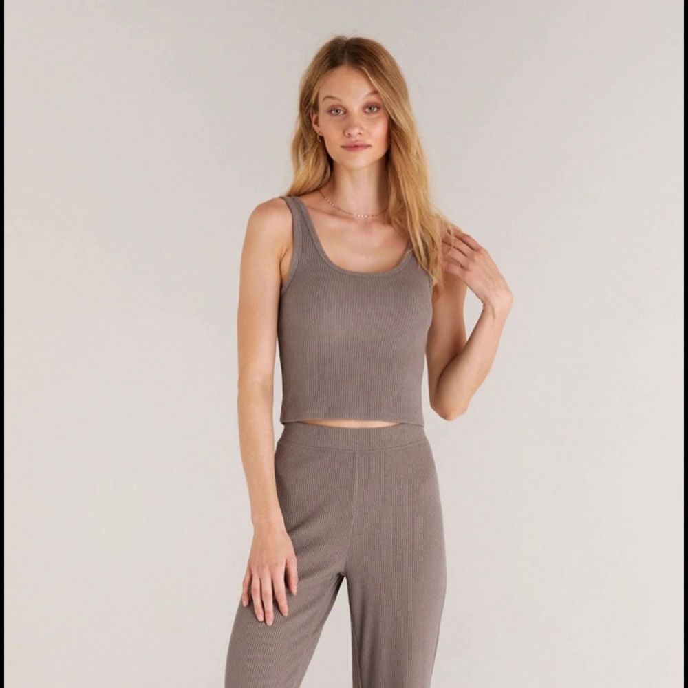 Z supply easy peezy rib tank heather grey - Picture 2 of 3